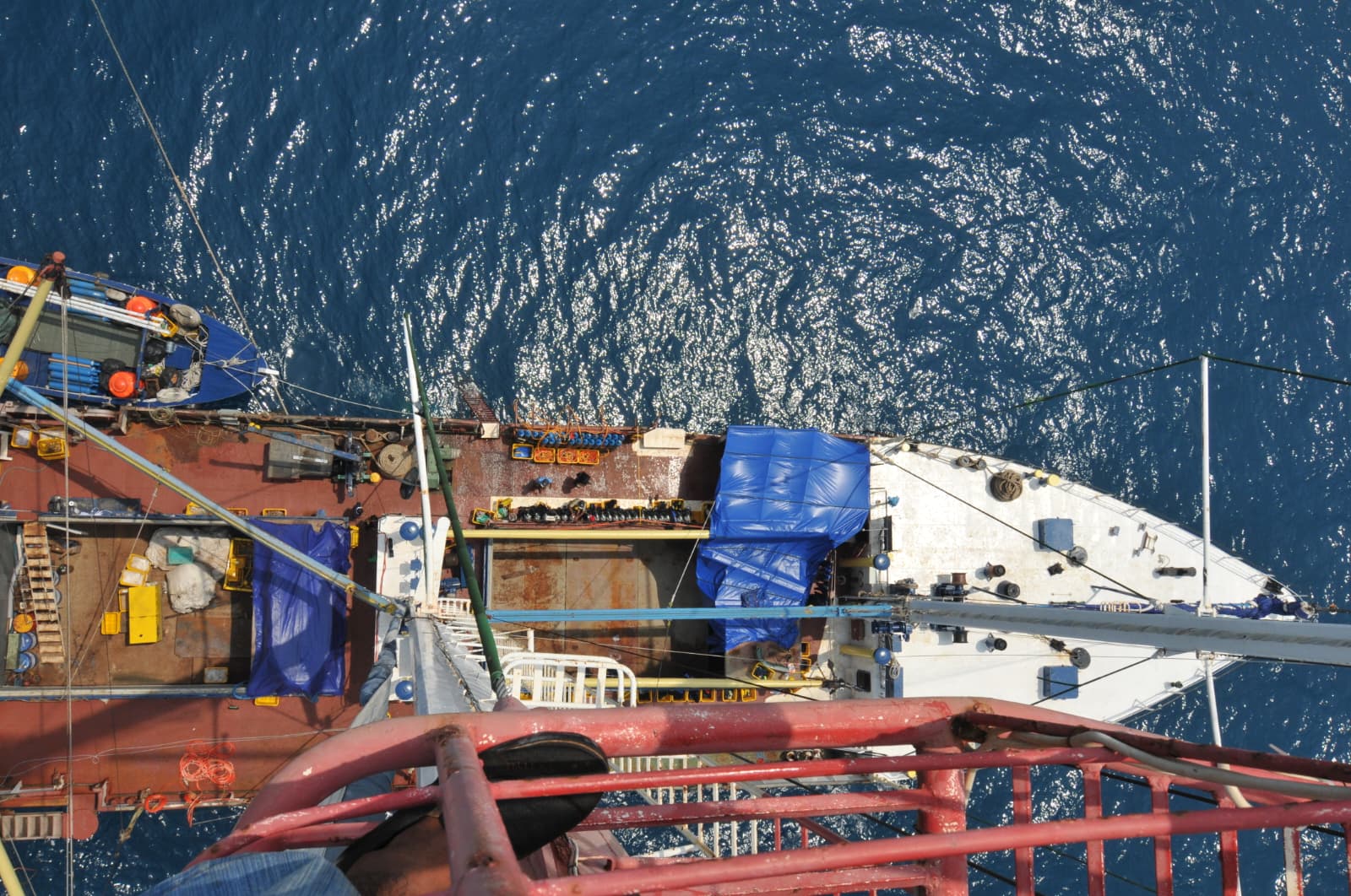 Aerial view of the survey vessel